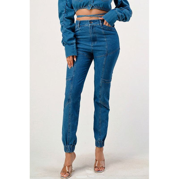 CASUAL LONG DENIM PANTS - Spicie's Boutique