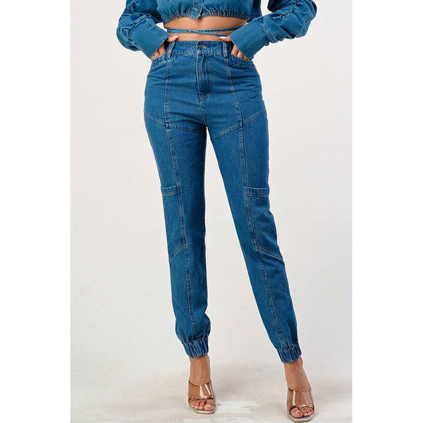 CASUAL LONG DENIM PANTS - Spicie's Boutique