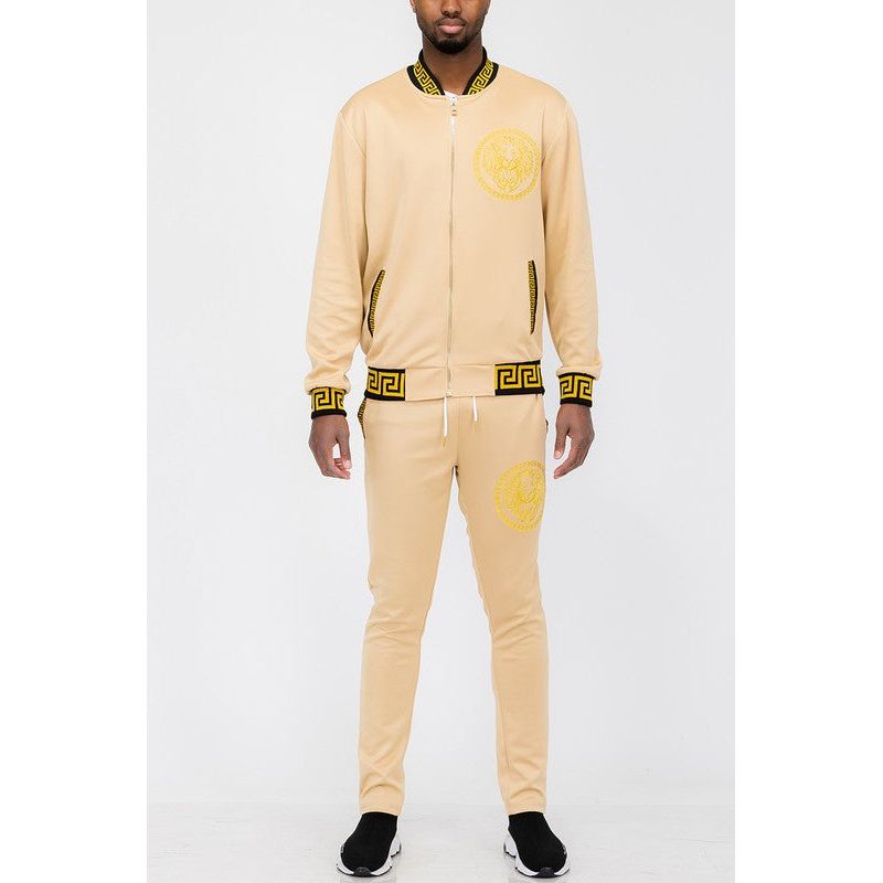 Mens Black and Gold Detail Track Suit