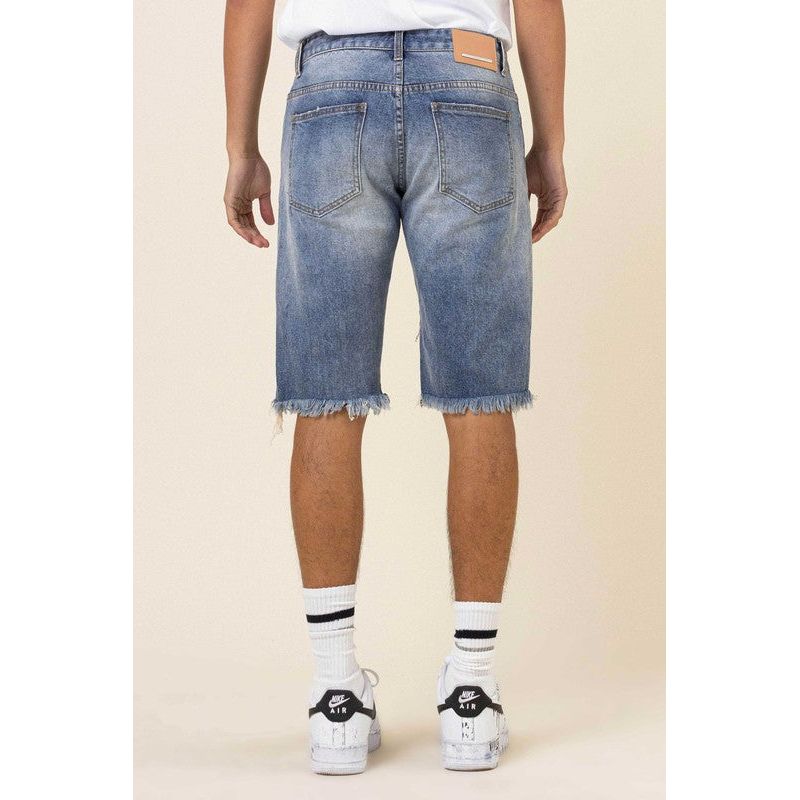 CAMO & TWILL PATCHED RIP & REPAIRED DENIM SHORTS - Spicie's Boutique