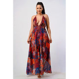Bohemian print sequin lace trim maxi dress - Spicie's Boutique