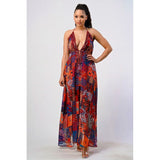 Bohemian print sequin lace trim maxi dress - Spicie's Boutique