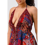 Bohemian print sequin lace trim maxi dress - Spicie's Boutique
