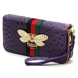 Queen Bee Stripe Ostrich Double Zip Around Wallet - Spicie's Boutique