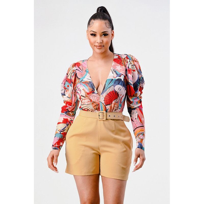Kimono Chiffon Multi-print Long sleeve Romper