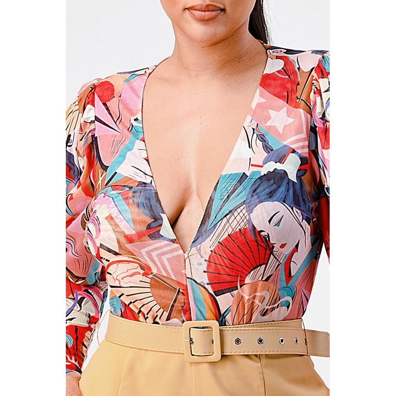 Kimono Chiffon Multi-print Long sleeve Romper