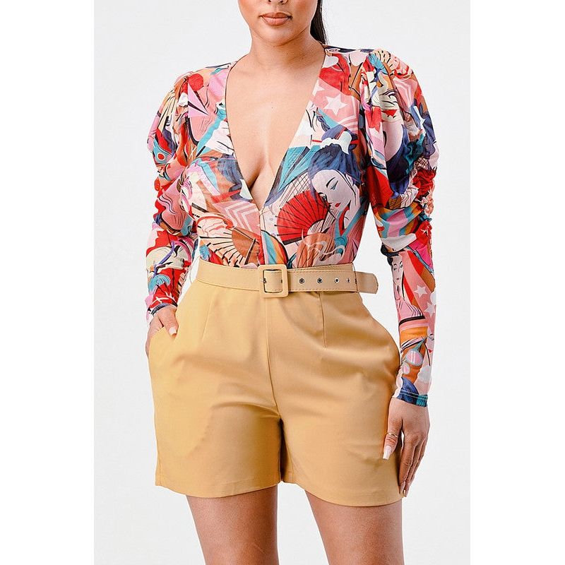 Kimono Chiffon Multi-print Long sleeve Romper