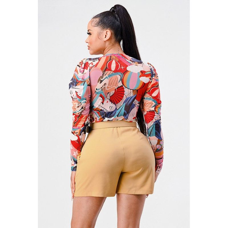 Kimono Chiffon Multi-print Long sleeve Romper