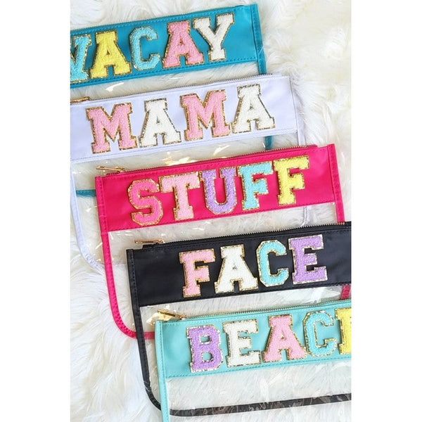 Varsity Letter Clear Pouch Travel Organizer - Spicie's Boutique