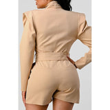 Business casual blazer romper with belt