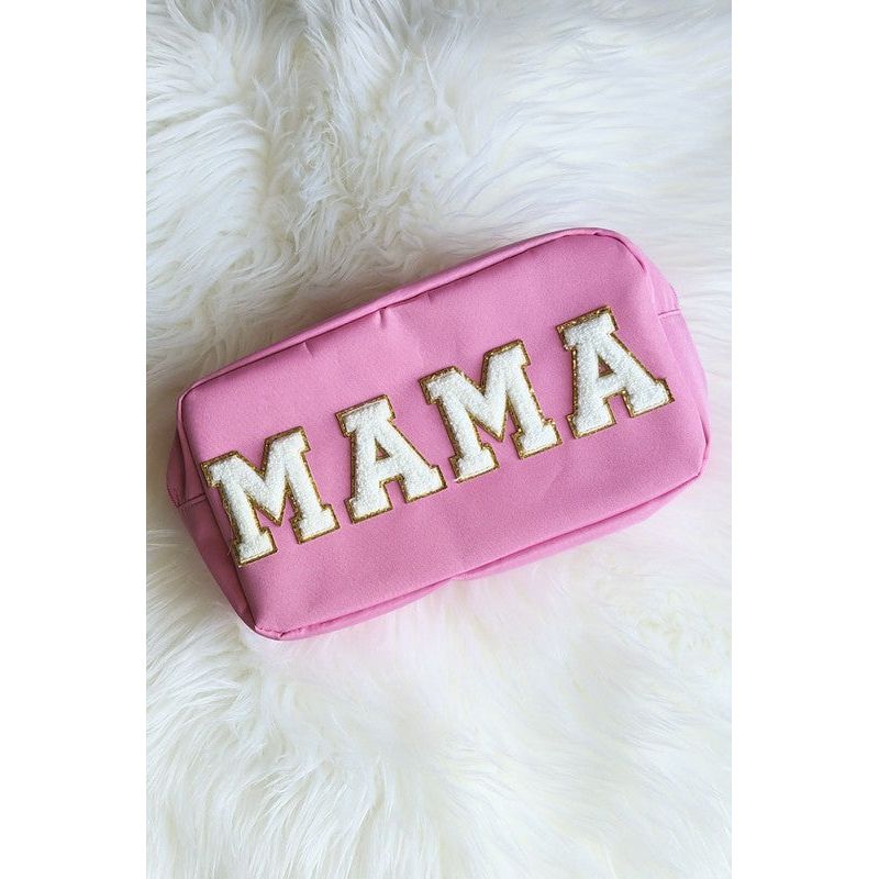 Mama Varsity Letter Patch Cosmetic Makeup Bag