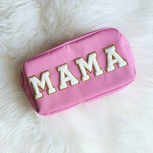 Mama Varsity Letter Patch Cosmetic Makeup Bag - Spicie's Boutique