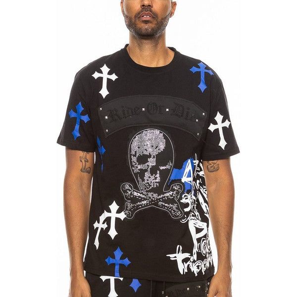 Men's Cotton Print Cross Thirt - Spicie's Boutique