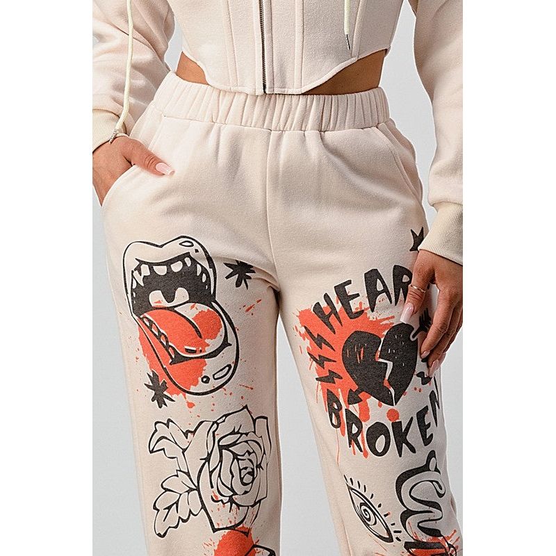 ATHINA CASUAL JACKET AND GRAPHIC PANTS SET