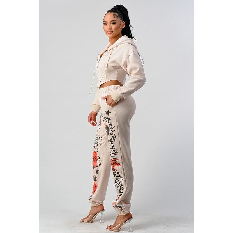 ATHINA CASUAL JACKET AND GRAPHIC PANTS SET