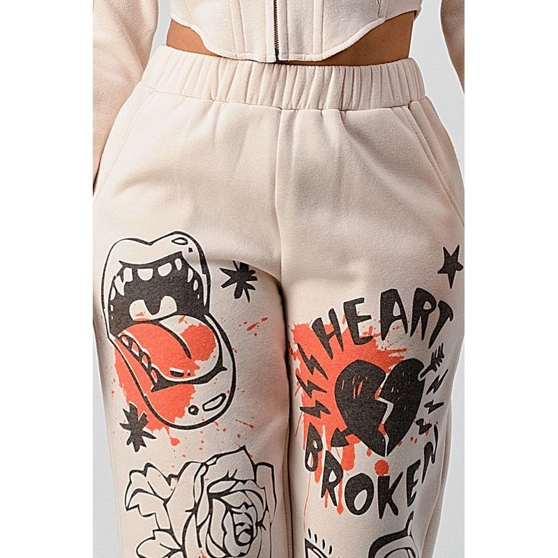 ATHINA CASUAL JACKET AND GRAPHIC PANTS SET