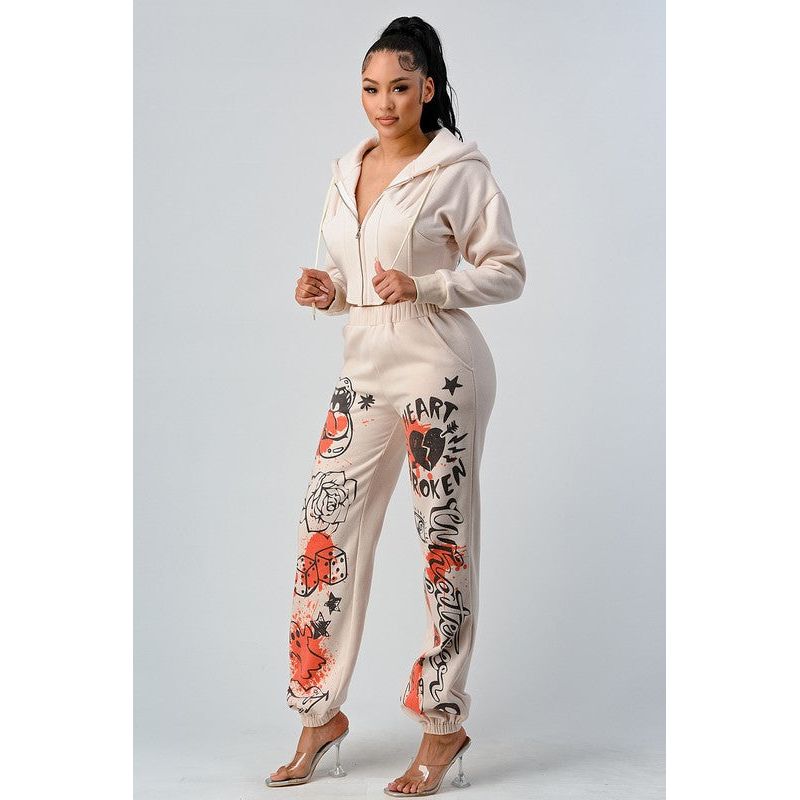ATHINA CASUAL JACKET AND GRAPHIC PANTS SET