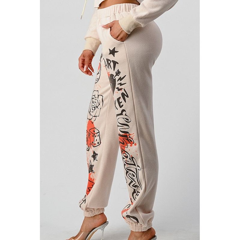 ATHINA CASUAL JACKET AND GRAPHIC PANTS SET