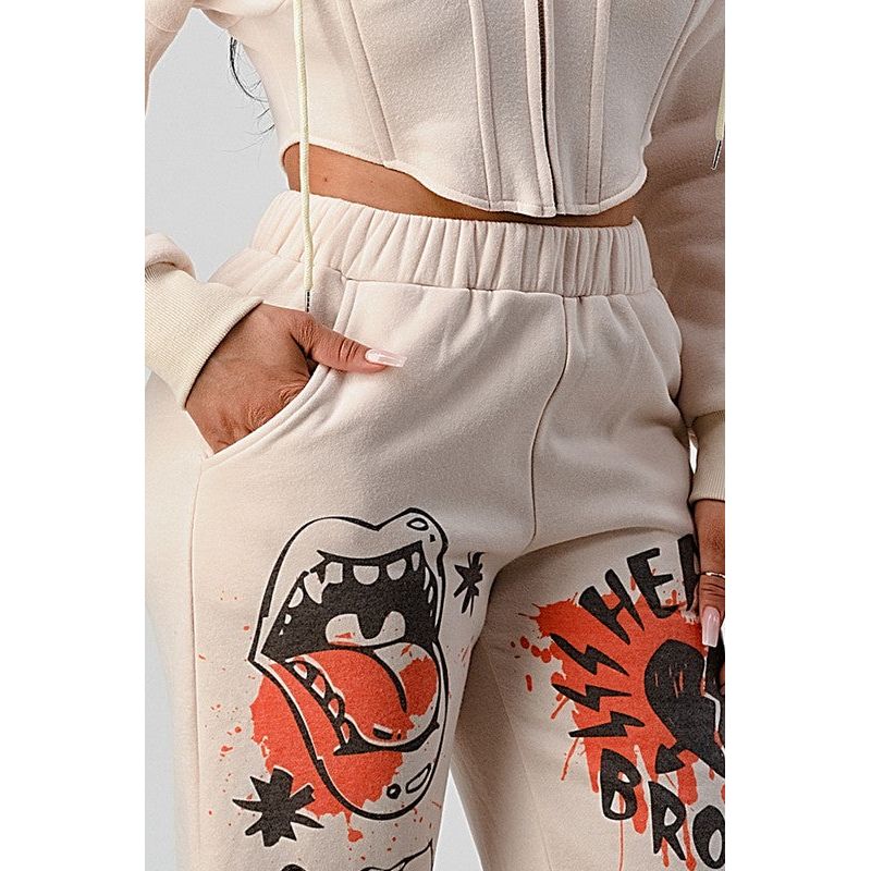 ATHINA CASUAL JACKET AND GRAPHIC PANTS SET