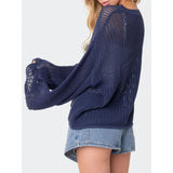 Star Round Neck Long Sleeve Knit Top