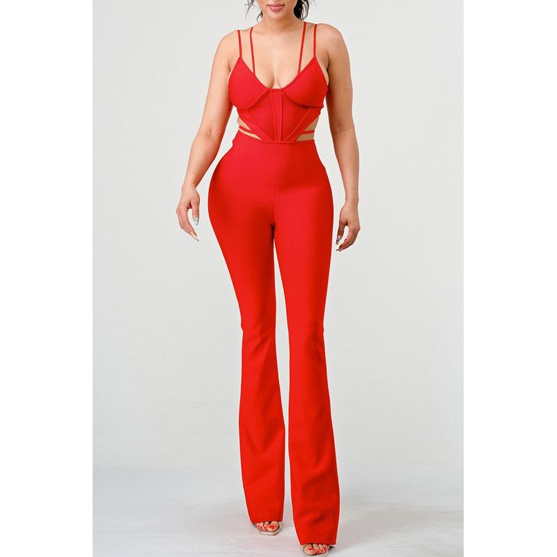 DOUBLE SPAGHETTI STRAP BODYCON JUMPSUIT - Spicie's Boutique