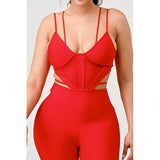 DOUBLE SPAGHETTI STRAP BODYCON JUMPSUIT - Spicie's Boutique