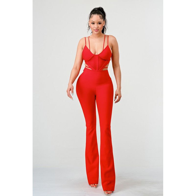 DOUBLE SPAGHETTI STRAP BODYCON JUMPSUIT - Spicie's Boutique
