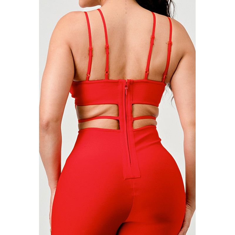 DOUBLE SPAGHETTI STRAP BODYCON JUMPSUIT - Spicie's Boutique