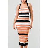 STRIPED BANDAGE MIDI DRESS - Spicie's Boutique