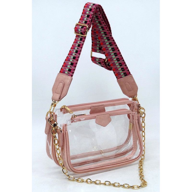 See Thru Clear 2-in-1 Crossbody Bag Guitar Strap