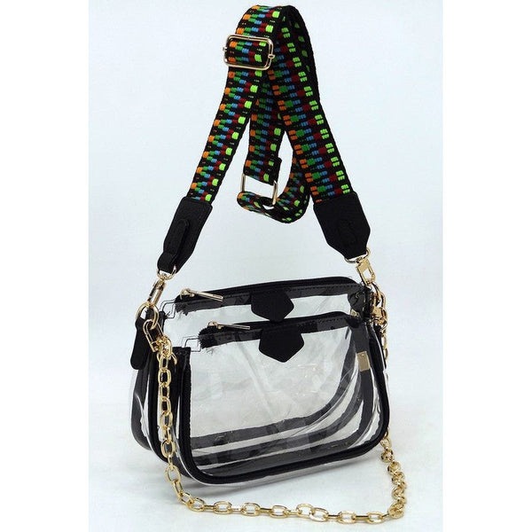 See Thru Clear 2-in-1 Crossbody Bag Guitar Strap - Spicie's Boutique