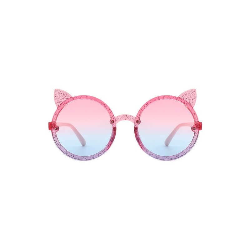 Girls Round Cat Ear Design Glitter Kids Sunglasses - Spicie's Boutique