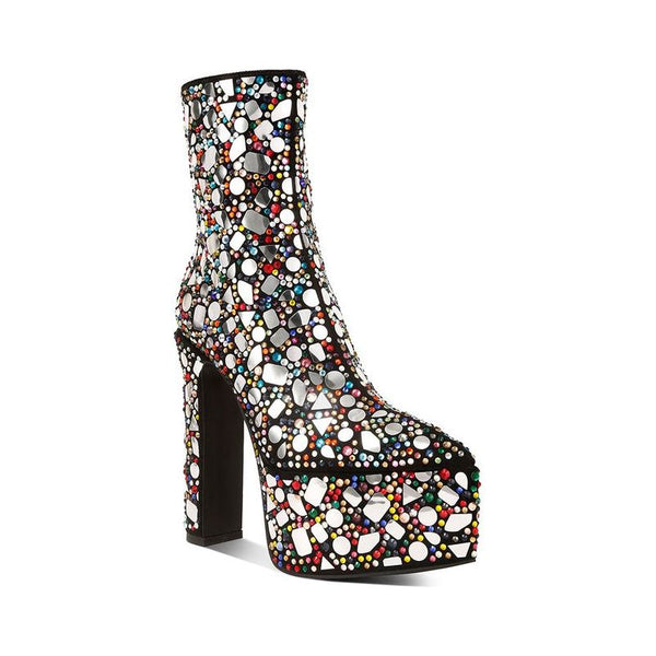 Fancy Mirror Embellished Platform High Heel Boots - Spicie's Boutique