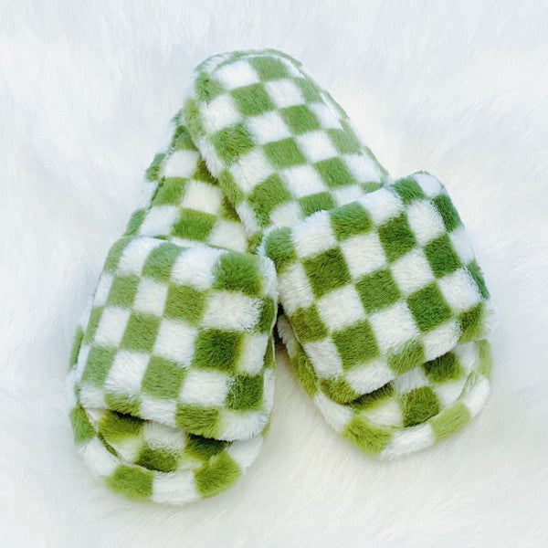 Luxe Lounge Checker Cozy Slippers - Spicie's Boutique