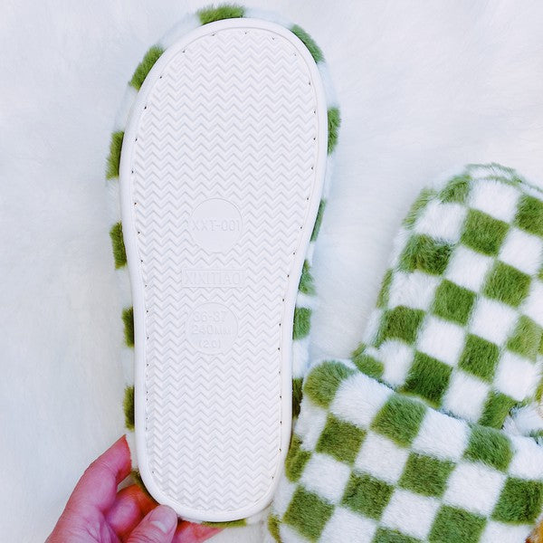 Luxe Lounge Checker Cozy Slippers - Spicie's Boutique