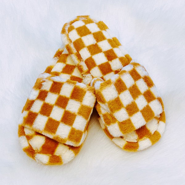 Luxe Lounge Checker Cozy Slippers - Spicie's Boutique