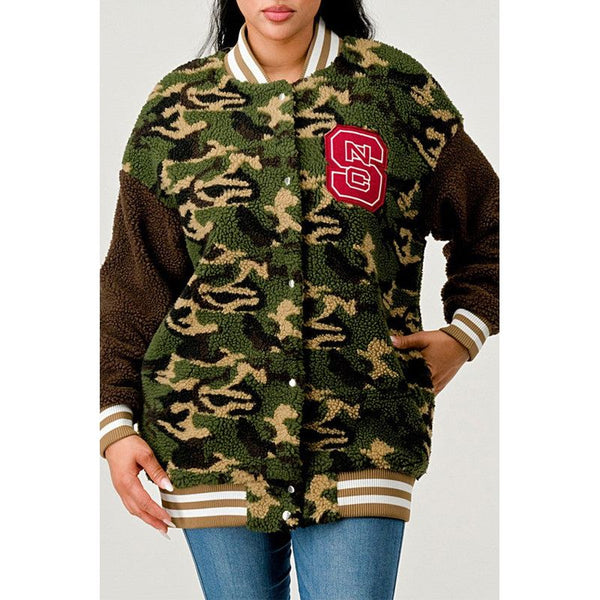 Camo Letterman Jacket - Spicie's Boutique