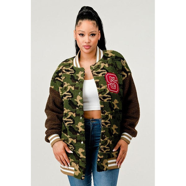 Camo Letterman Jacket - Spicie's Boutique