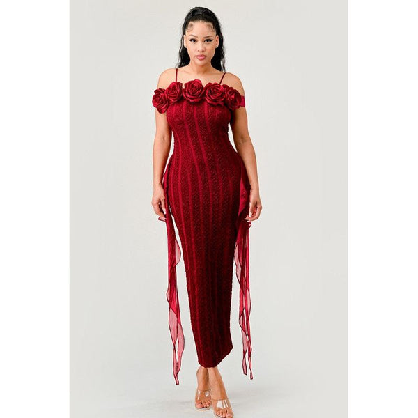 Enchanting Rose Off-Shoulder Dress - Spicie's Boutique