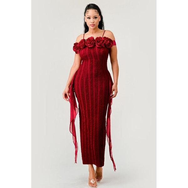 Enchanting Rose Off-Shoulder Dress - Spicie's Boutique