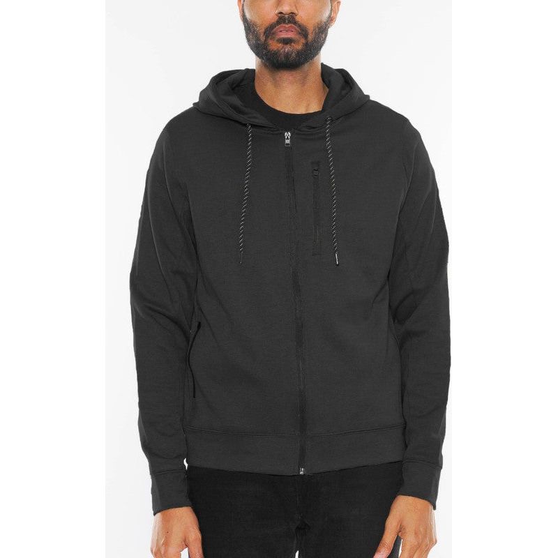 Solid Heathered Zip Up Jacket