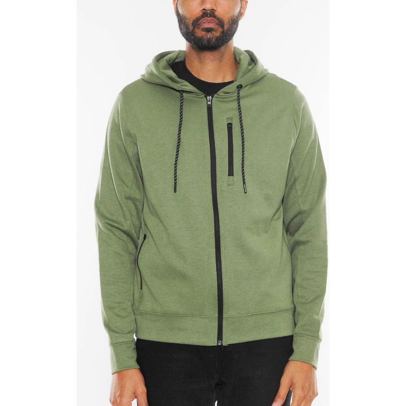 Solid Heathered Zip Up Jacket
