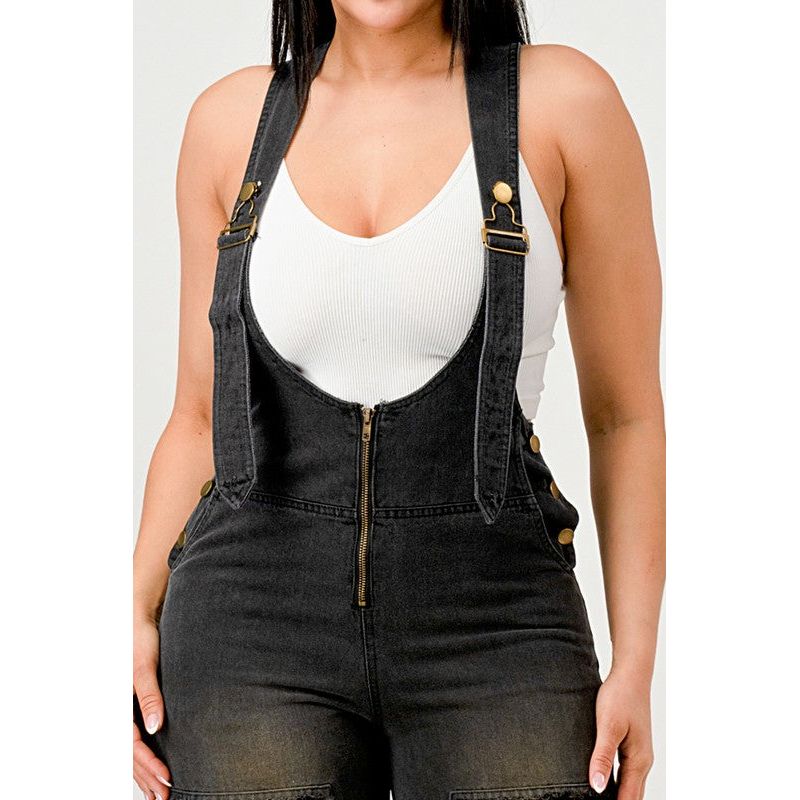 Urban Noir Denim Overalls Black Jumpsuit - Spicie's Boutique