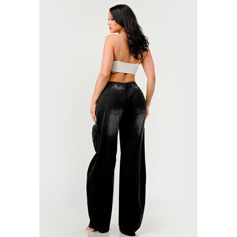 Athina Black washed out cargo pants - Spicie's Boutique