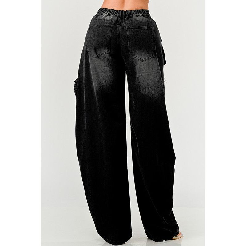 Athina Black washed out cargo pants - Spicie's Boutique