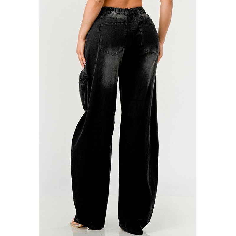 Athina Black washed out cargo pants - Spicie's Boutique