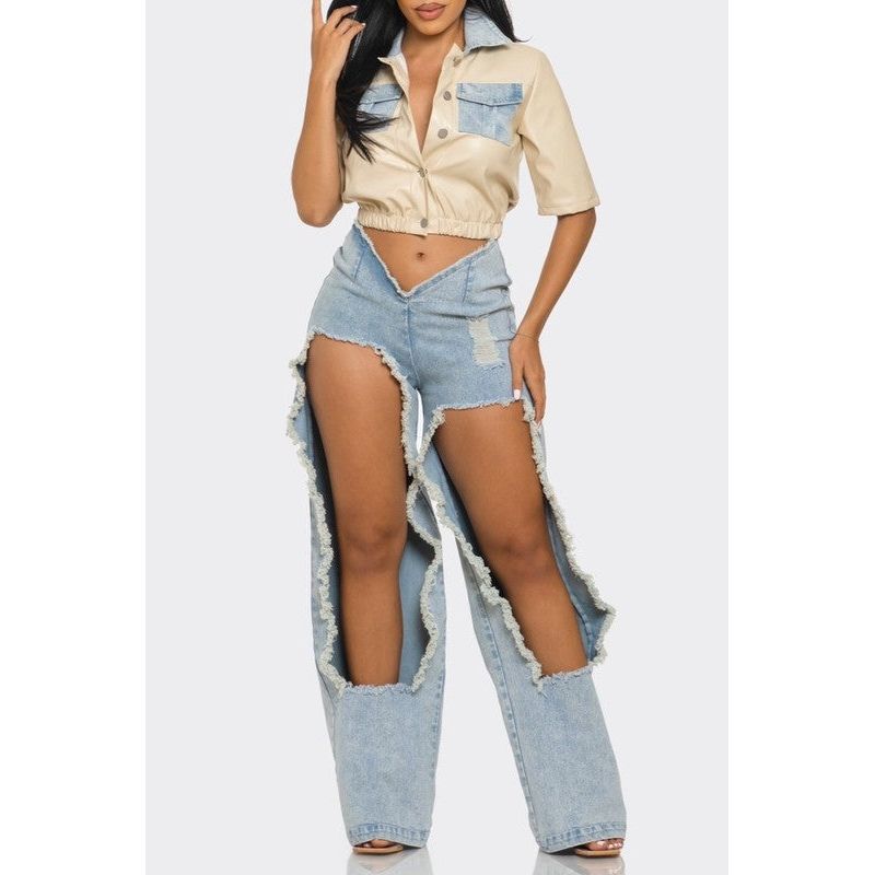 Reinvented Classic Two-Piece Denim Ensemble - Spicie's Boutique