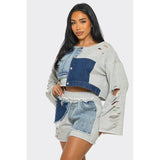 Urban Deconstructed Denim and Jersey Set - Spicie's Boutique