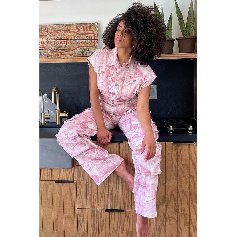 Pink Whisper Tie-Dye Jumpsuit