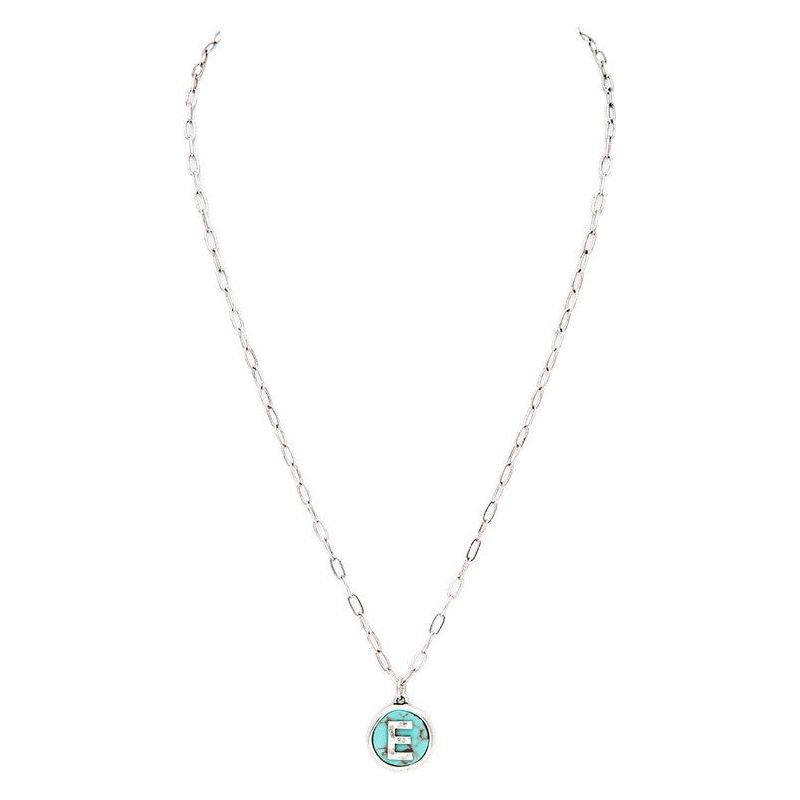 Initial E Turquoise Pendant Necklace - Spicie's Boutique